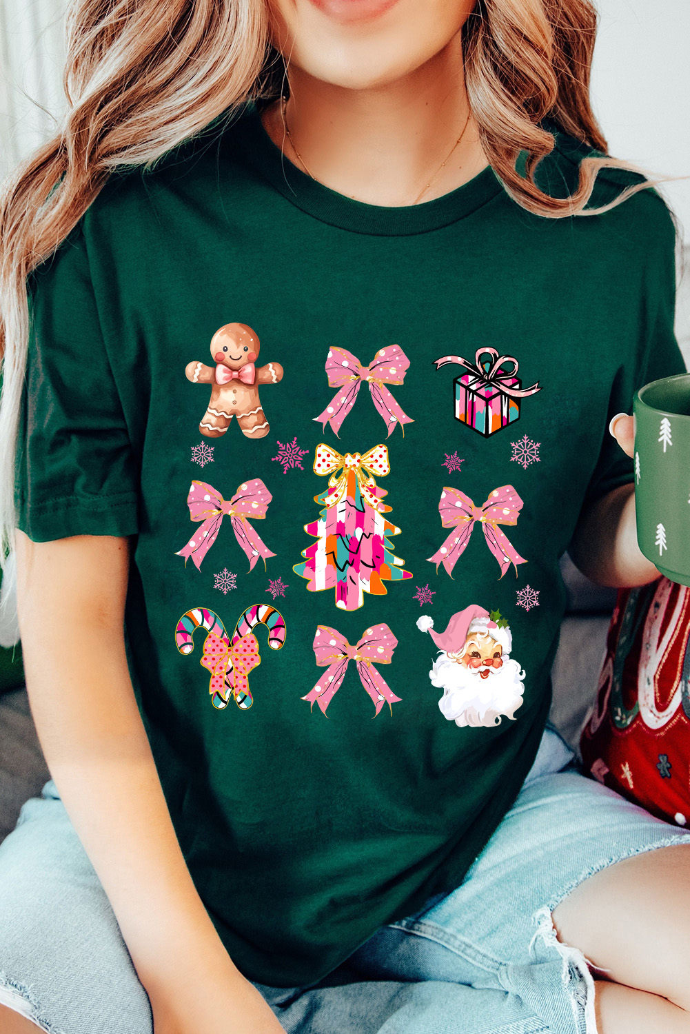Casual Short Sleeve Merry Christmas T-Shirt - Comfortable Cotton Blend - Detail View 3 Casual Short Sleeve Merry Christmas T-Shirt - Comfortable Cotton Blend - Detail View 3