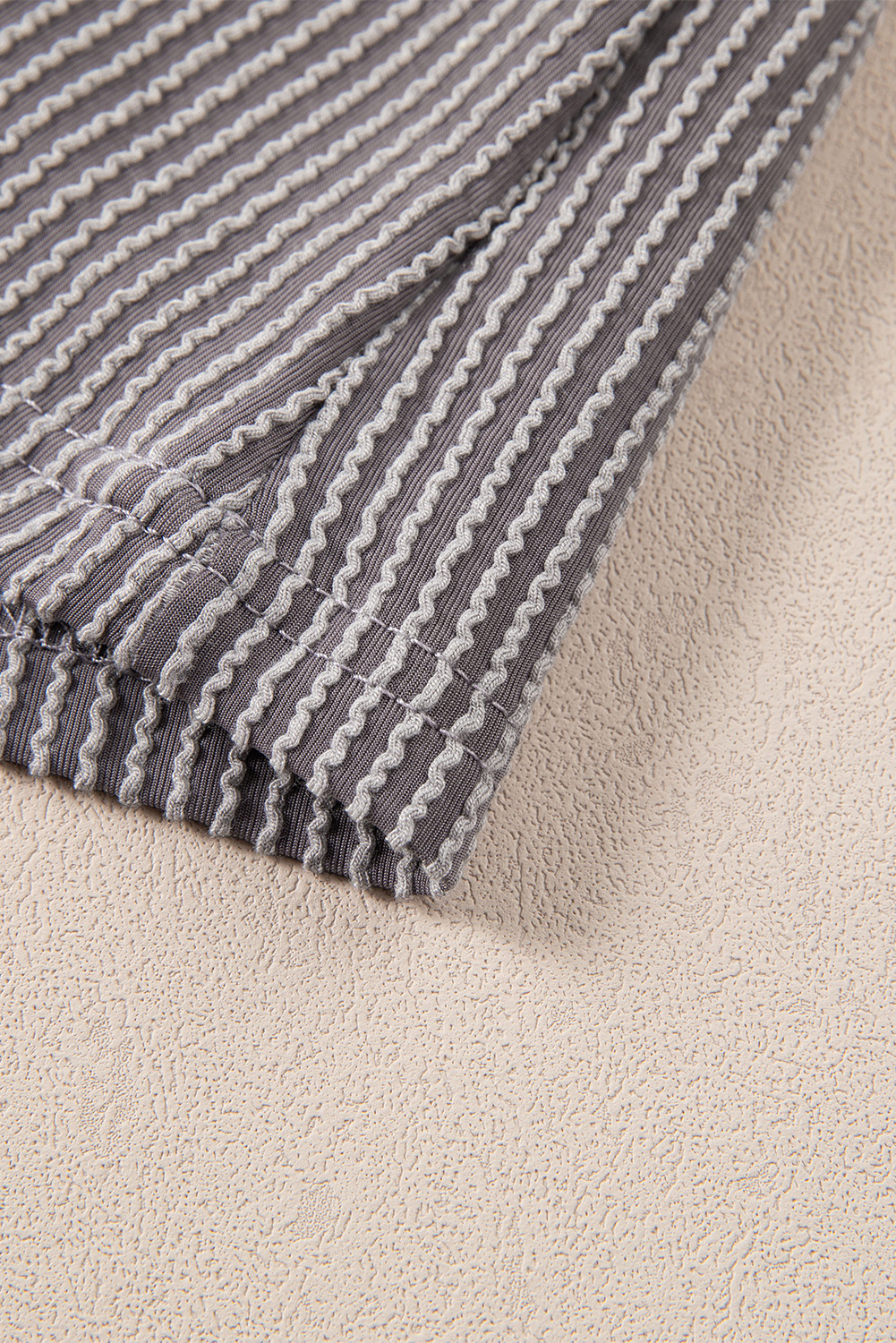 Grey Ribbed Short Set, Versatile Sleeveless Casual Summer Top - Detail View 12 Grey Ribbed Short Set, Versatile Sleeveless Casual Summer Top - Detail View 12