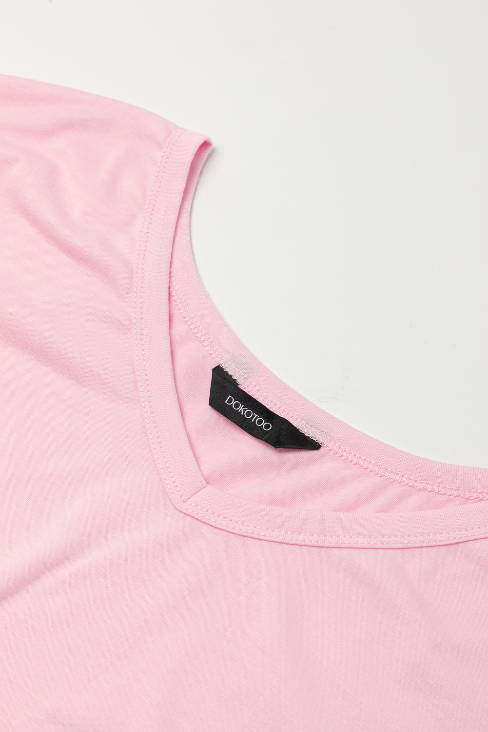 Soft Pink Split Hem Maxi Dress, Comfortable Daily T-Shirt Fit - Detail View 8 Soft Pink Split Hem Maxi Dress, Comfortable Daily T-Shirt Fit - Detail View 8