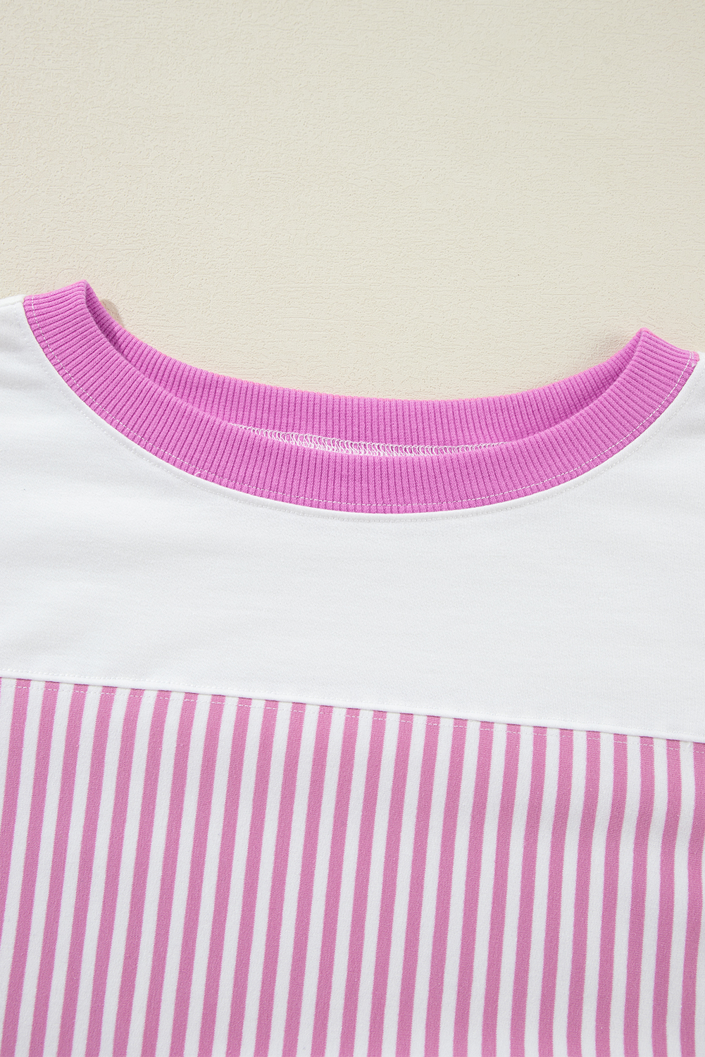 Effortlessly Chic: Casual Round Neck Top with Timeless Striped Pattern - Detail View 8 Effortlessly Chic: Casual Round Neck Top with Timeless Striped Pattern - Detail View 8
