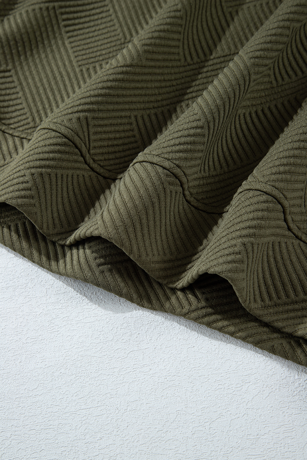 Women's Jungle Green Sweatshirt, Textured Round Neck Pullover - Detail View 19 Women's Jungle Green Sweatshirt, Textured Round Neck Pullover - Detail View 19