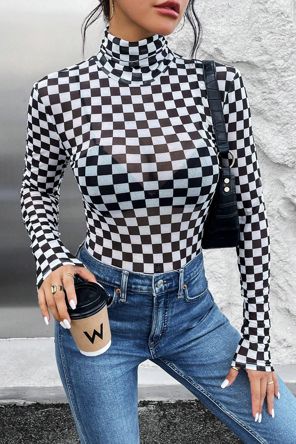 Timeless and Elegant Long Sleeve Bodysuit - Flattering High Neck Design - Detail View 3 Timeless and Elegant Long Sleeve Bodysuit - Flattering High Neck Design - Detail View 3
