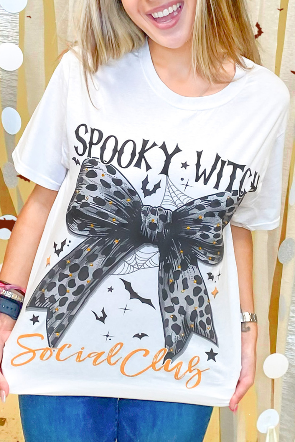Casual Short Sleeve Round Neck T-Shirt - Perfect for Halloween Celebrations - Detail View 3 Casual Short Sleeve Round Neck T-Shirt - Perfect for Halloween Celebrations - Detail View 3