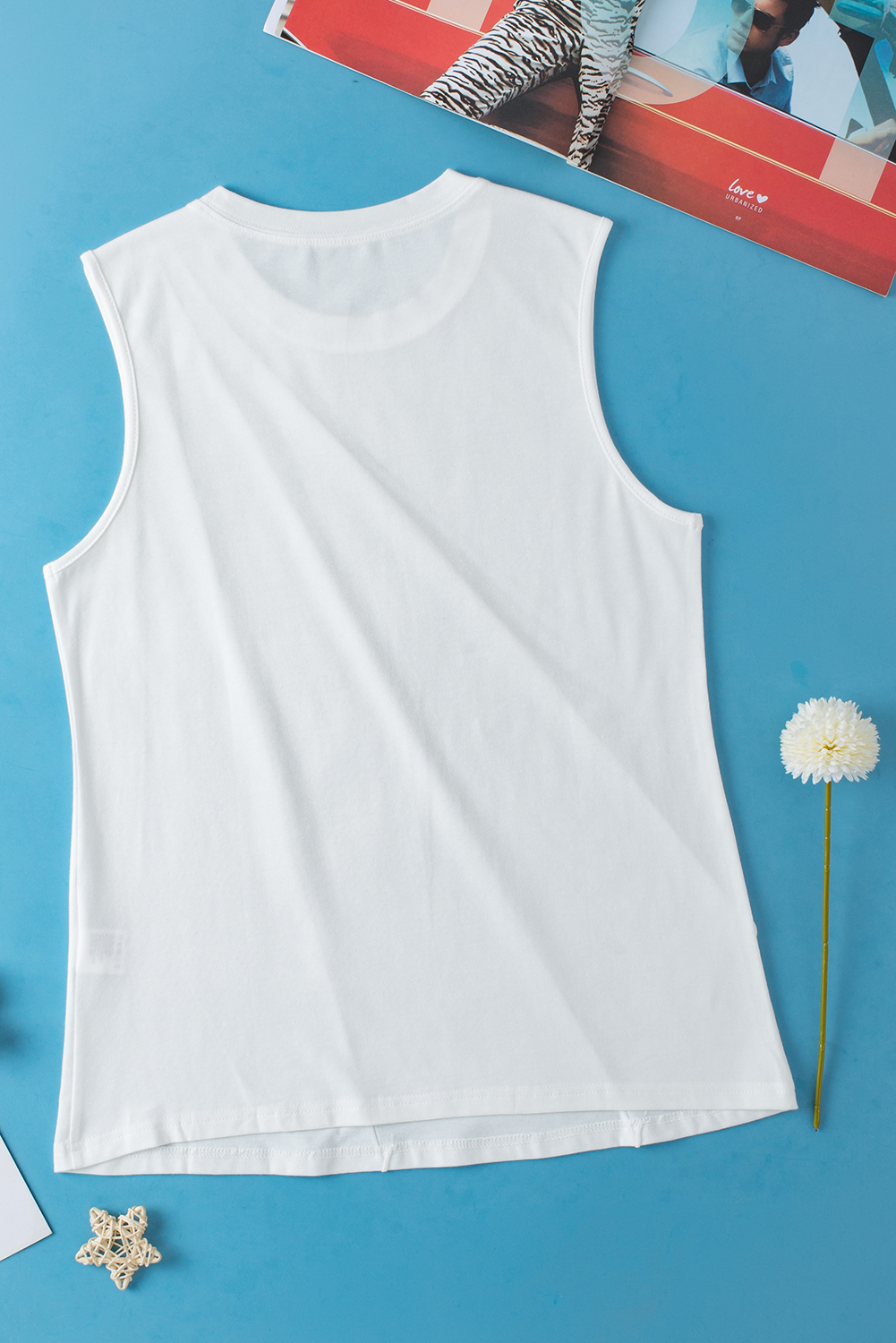 Chic and Trendy White Shift Tank Top with Pleated Design - Detail View 7 Chic and Trendy White Shift Tank Top with Pleated Design - Detail View 7