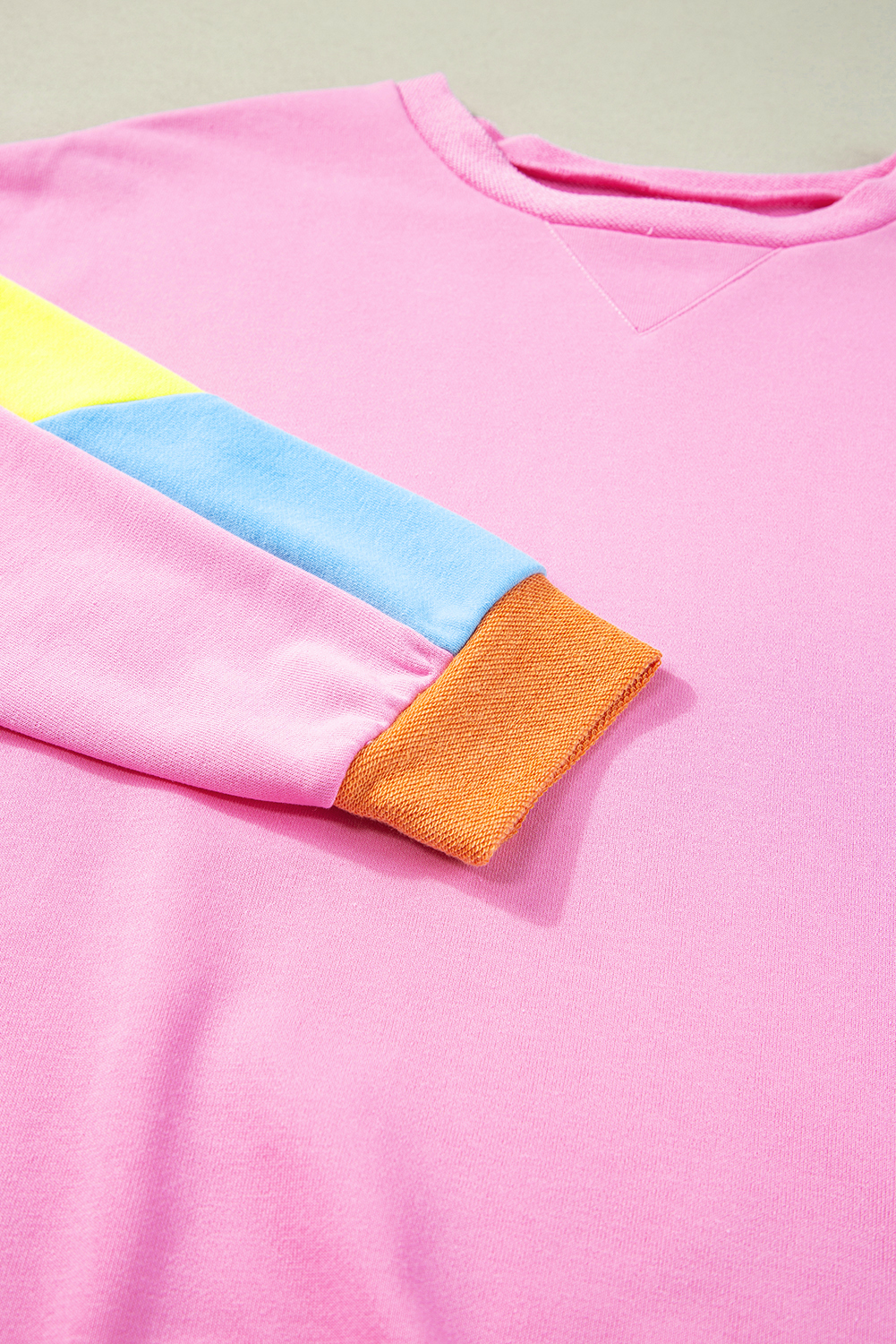 Elevate Your Style with This Colorful Long Sleeve Top - Pink Candy Colorblock - Detail View 12 Elevate Your Style with This Colorful Long Sleeve Top - Pink Candy Colorblock - Detail View 12