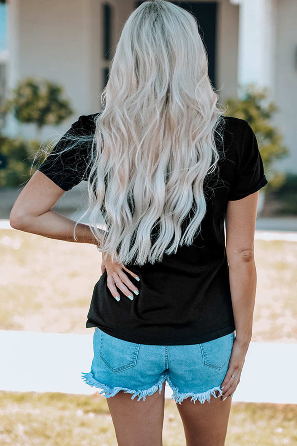 Oversized Slogan Graphic T Shirt, Black Round Neck Holiday Tee - Detail View 8 Oversized Slogan Graphic T Shirt, Black Round Neck Holiday Tee - Detail View 8