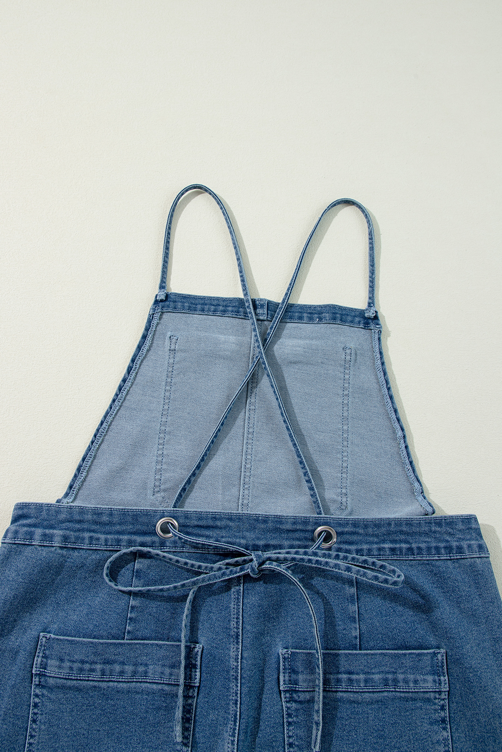 Casual Chic Dusk Blue Cropped Wide Leg Overalls - Perfect for Spring and Summer - Detail View 7 Casual Chic Dusk Blue Cropped Wide Leg Overalls - Perfect for Spring and Summer - Detail View 7