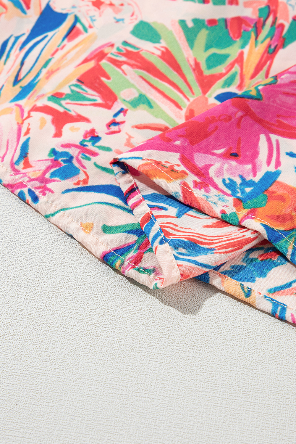Casual Floral Print Summer Blouse, Women's Tie Front Shirt - Detail View 8 Casual Floral Print Summer Blouse, Women's Tie Front Shirt - Detail View 8