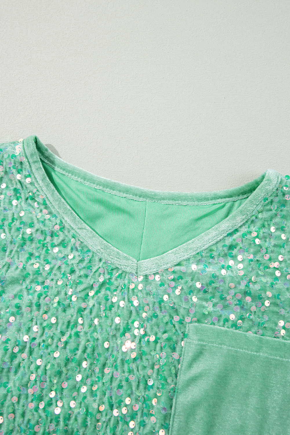 Glamorous Velvet Blouse with Sequin Detail and Stylish Batwing Sleeves - Detail View 10 Glamorous Velvet Blouse with Sequin Detail and Stylish Batwing Sleeves - Detail View 10
