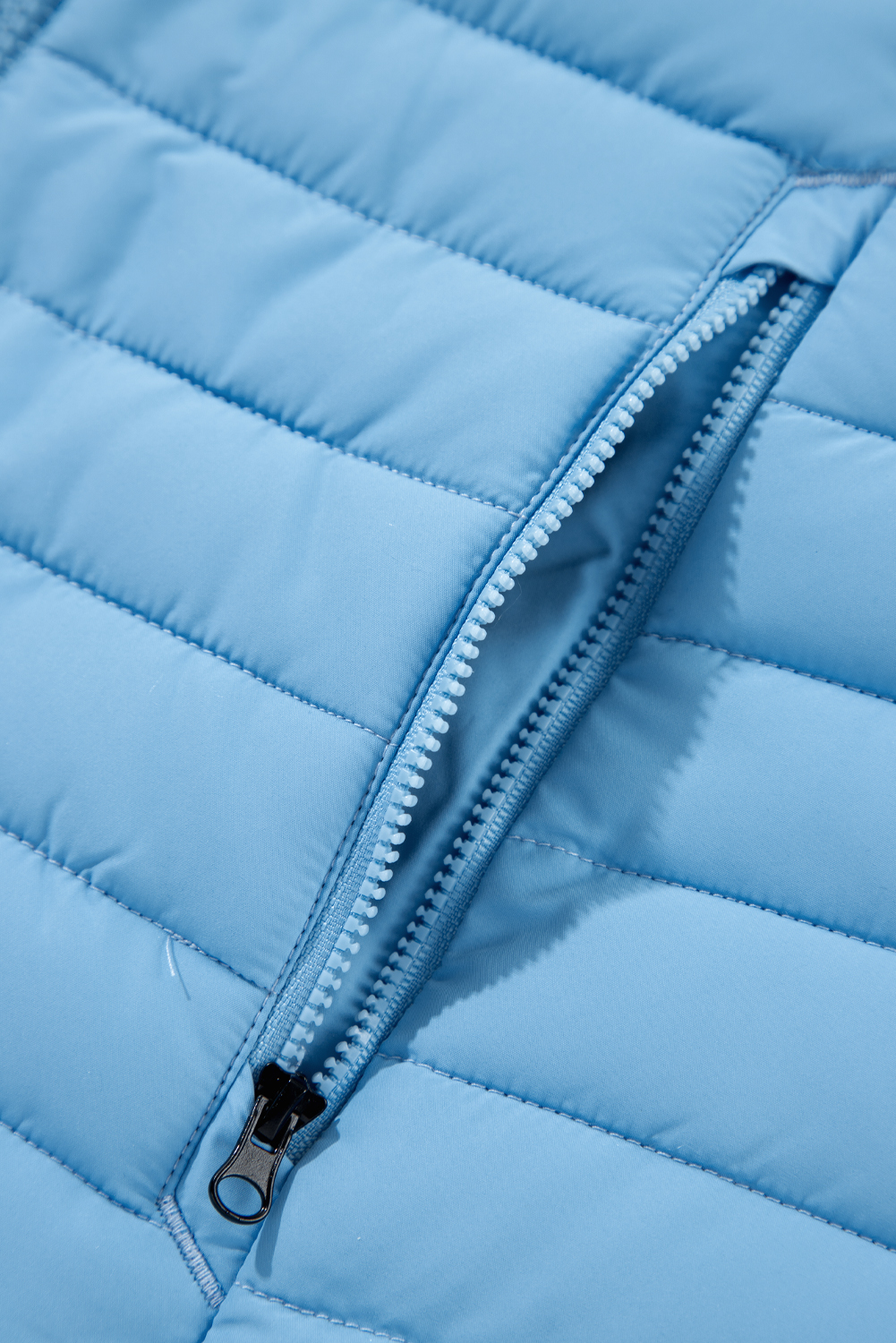 Women's Vest, Sky Blue, Puffer Vest, Quilted, Sleeveless, Casual Outerwear, Turn-Down Collar, Zipped Closure, Insulated, Daily Wear, Winter Fashion, Layering, Stylish, Comfortable, Solid Color, Outdoor Wear - Detail View 20 Women's Vest, Sky Blue, Puffer Vest, Quilted, Sleeveless, Casual Outerwear, Turn-Down Collar, Zipped Closure, Insulated, Daily Wear, Winter Fashion, Layering, Stylish, Comfortable, Solid Color, Outdoor Wear - Detail View 20