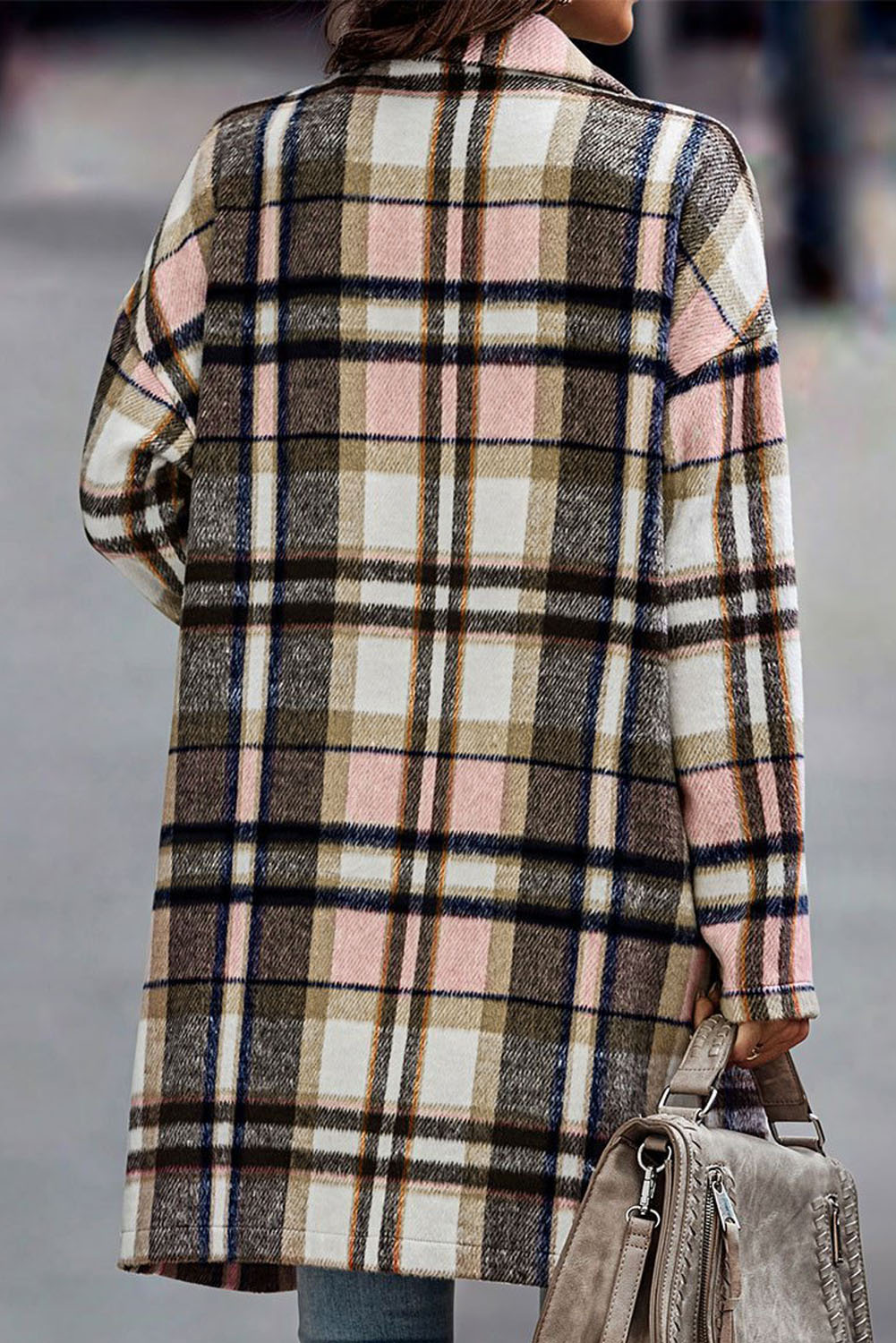 Warm and Fashionable Women's Winter Jacket - Pink Plaid - Detail View 8 Warm and Fashionable Women's Winter Jacket - Pink Plaid - Detail View 8