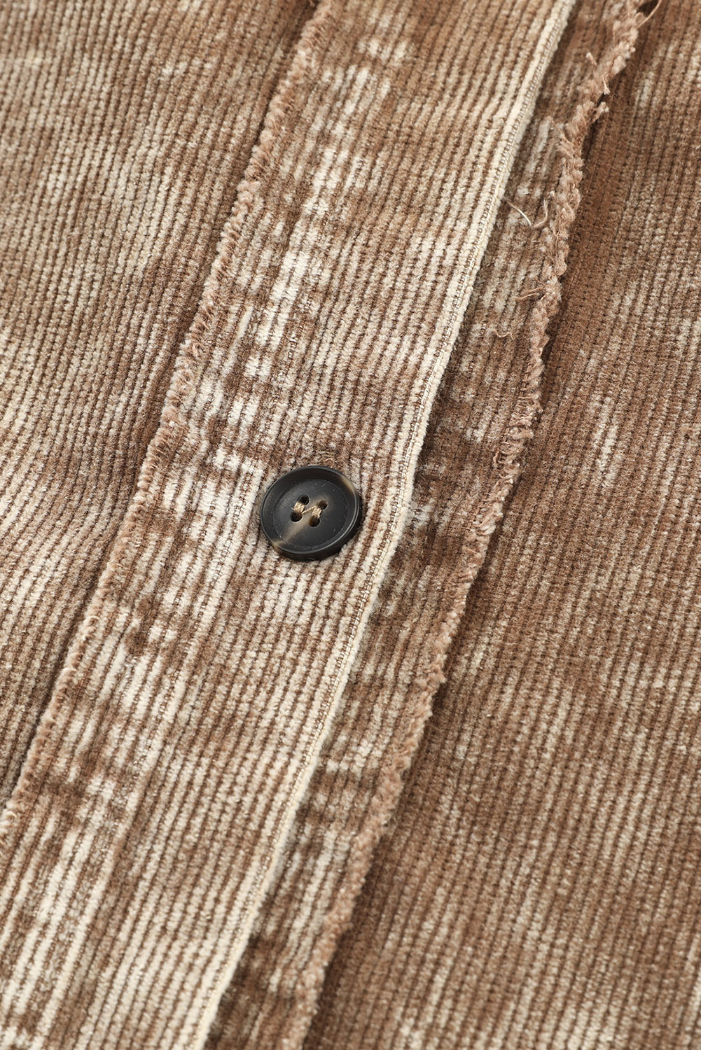 Oversized Khaki Shacket, Distressed Cotton Long Sleeve Top - Detail View 8 Oversized Khaki Shacket, Distressed Cotton Long Sleeve Top - Detail View 8