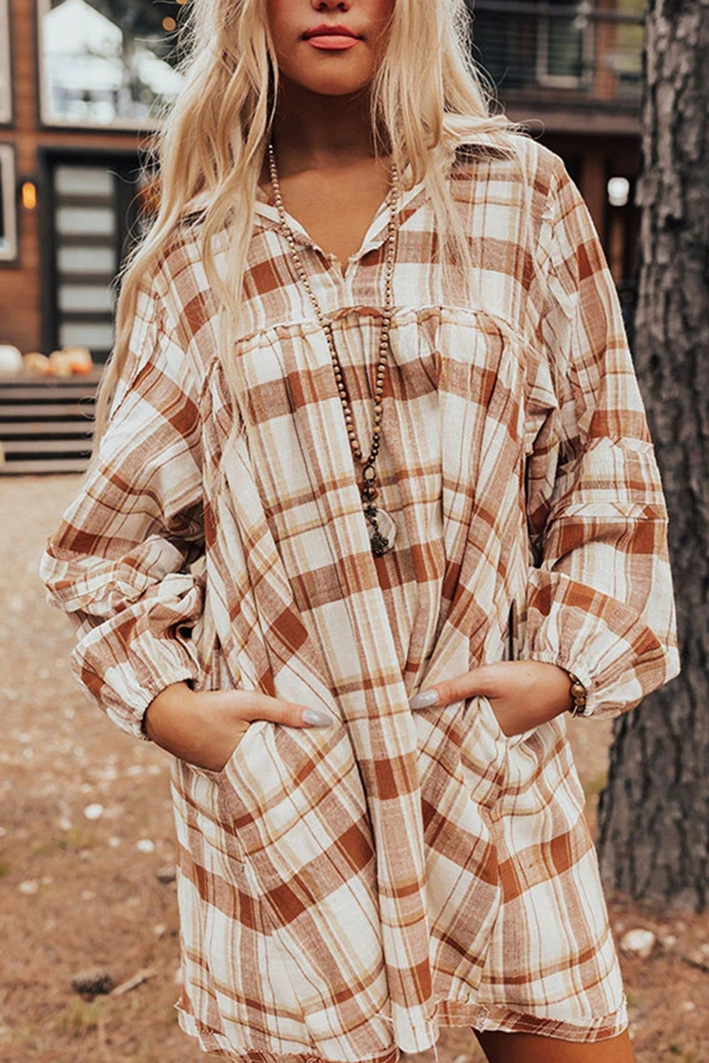 Playful Women's Babydoll Dress with Long Sleeves - Perfect for Fall and Special Events - Detail View 3 Playful Women's Babydoll Dress with Long Sleeves - Perfect for Fall and Special Events - Detail View 3