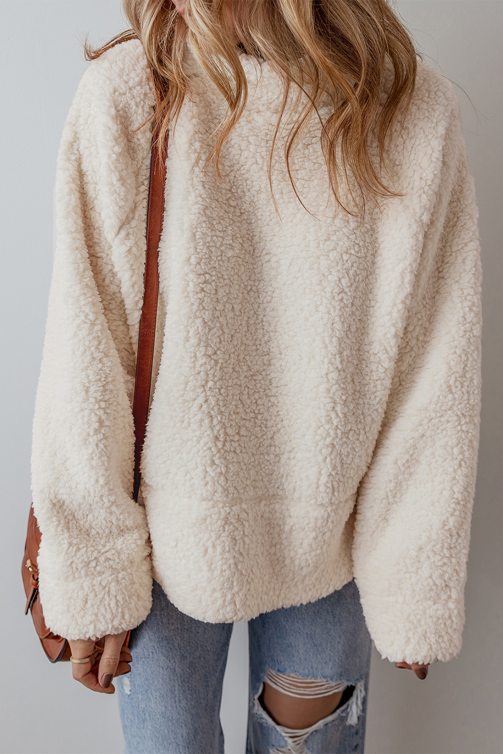 Fashionable Long Sleeve Casual Pullover for Winter - Women's High Neck Sweatshirt - Detail View 3 Fashionable Long Sleeve Casual Pullover for Winter - Women's High Neck Sweatshirt - Detail View 3