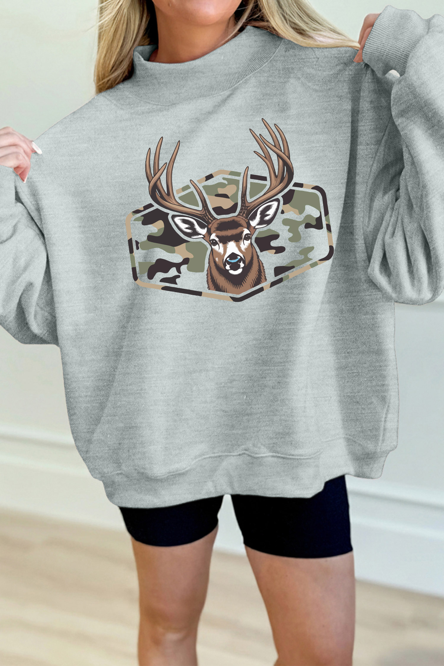 Western Style Reindeer Sweater, Women's Long Sleeve Pullover - Detail View 6 Western Style Reindeer Sweater, Women's Long Sleeve Pullover - Detail View 6