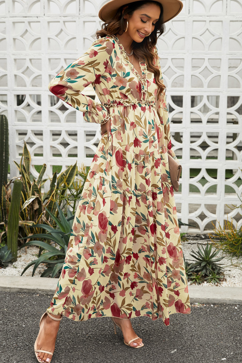 Elegant Long Sleeve Maxi Dress - Perfect for Weddings and Vacation - Detail View 8 Elegant Long Sleeve Maxi Dress - Perfect for Weddings and Vacation - Detail View 8