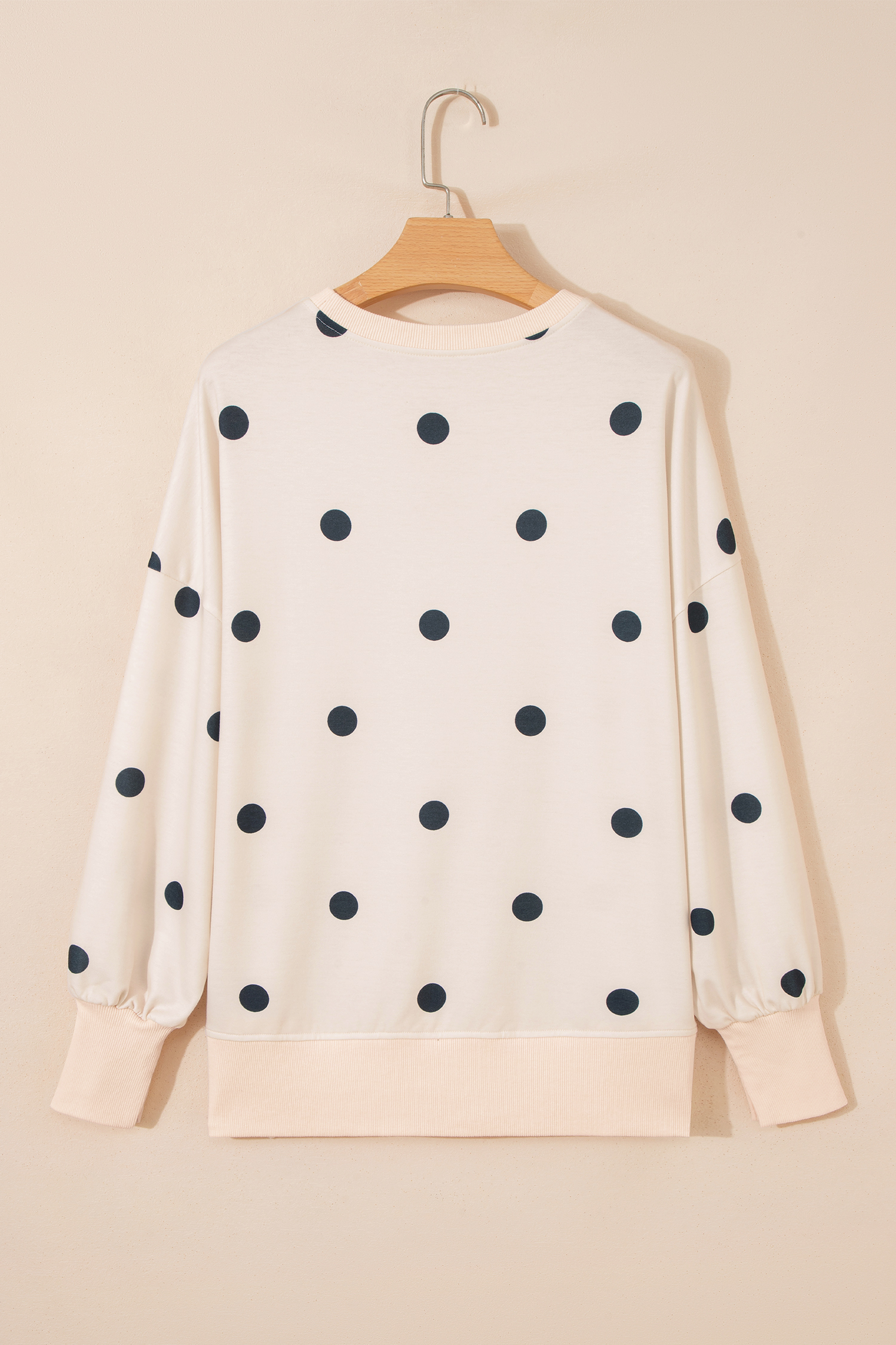 Oversized Polka Dot Pullover, Comfortable Long Sleeve Casual - Detail View 9 Oversized Polka Dot Pullover, Comfortable Long Sleeve Casual - Detail View 9