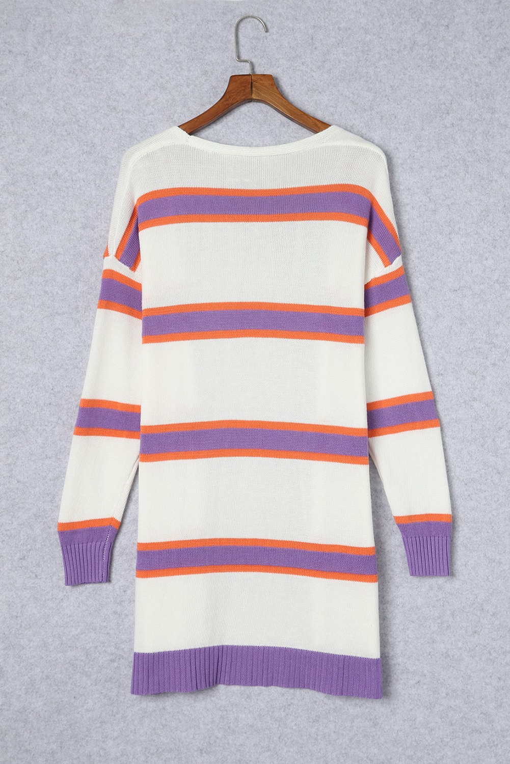 Women's Striped Cardigan, Long Sleeve Open Front Knit Top - Detail View 10 Women's Striped Cardigan, Long Sleeve Open Front Knit Top - Detail View 10