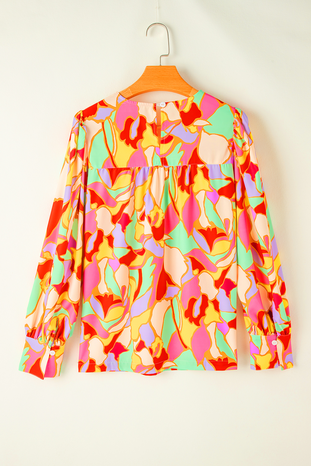 Bright and Beautiful Abstract Print Blouse - Yellow and Puff Sleeves - Detail View 7 Bright and Beautiful Abstract Print Blouse - Yellow and Puff Sleeves - Detail View 7