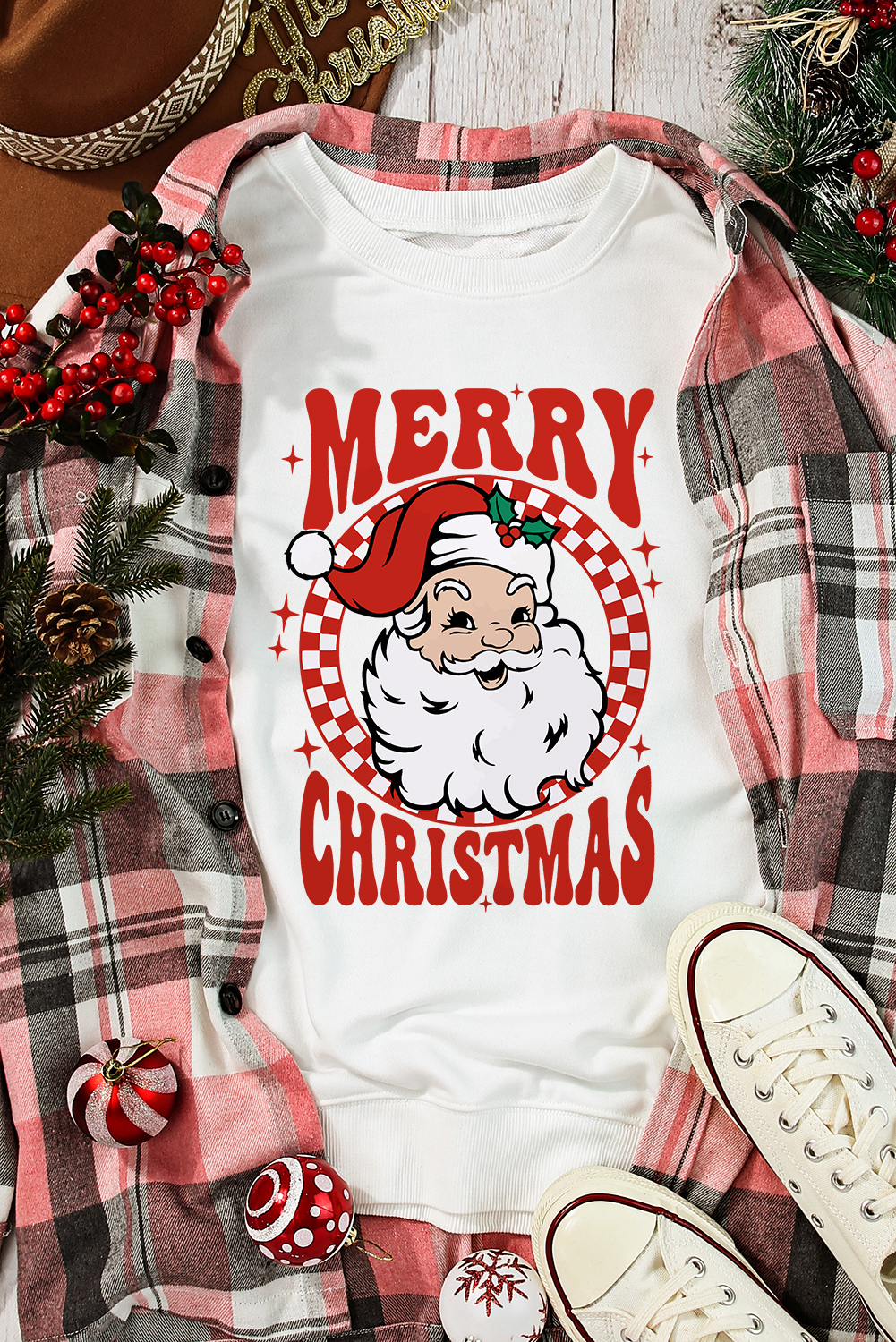 Women's Sweatshirt, Beige, Merry Christmas, Claus Graphic, Drop Shoulders, Cozy, Soft, Warm, Graphic Sweatshirt, Holiday Season, Comfortable, Casual Wear, Fall and Winter Fashion, Graphic T-Shirt - Detail View 10 Women's Sweatshirt, Beige, Merry Christmas, Claus Graphic, Drop Shoulders, Cozy, Soft, Warm, Graphic Sweatshirt, Holiday Season, Comfortable, Casual Wear, Fall and Winter Fashion, Graphic T-Shirt - Detail View 10