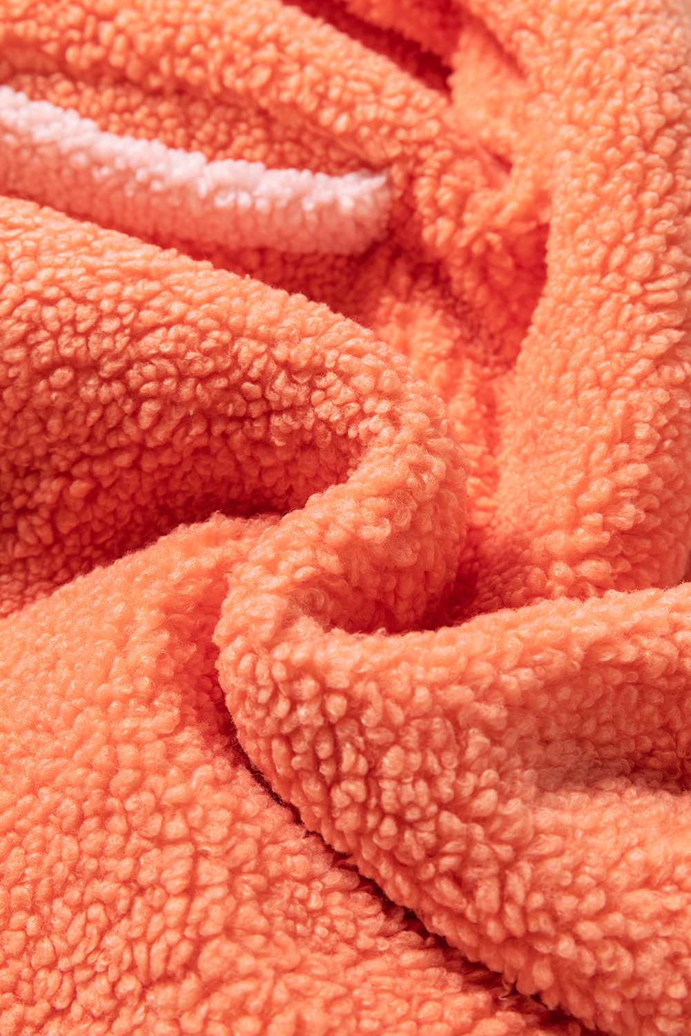 Orange Colorblock Half Zipper Stand Neck Sherpa Sweatshirt for Women - Detail View 11 Orange Colorblock Half Zipper Stand Neck Sherpa Sweatshirt for Women - Detail View 11