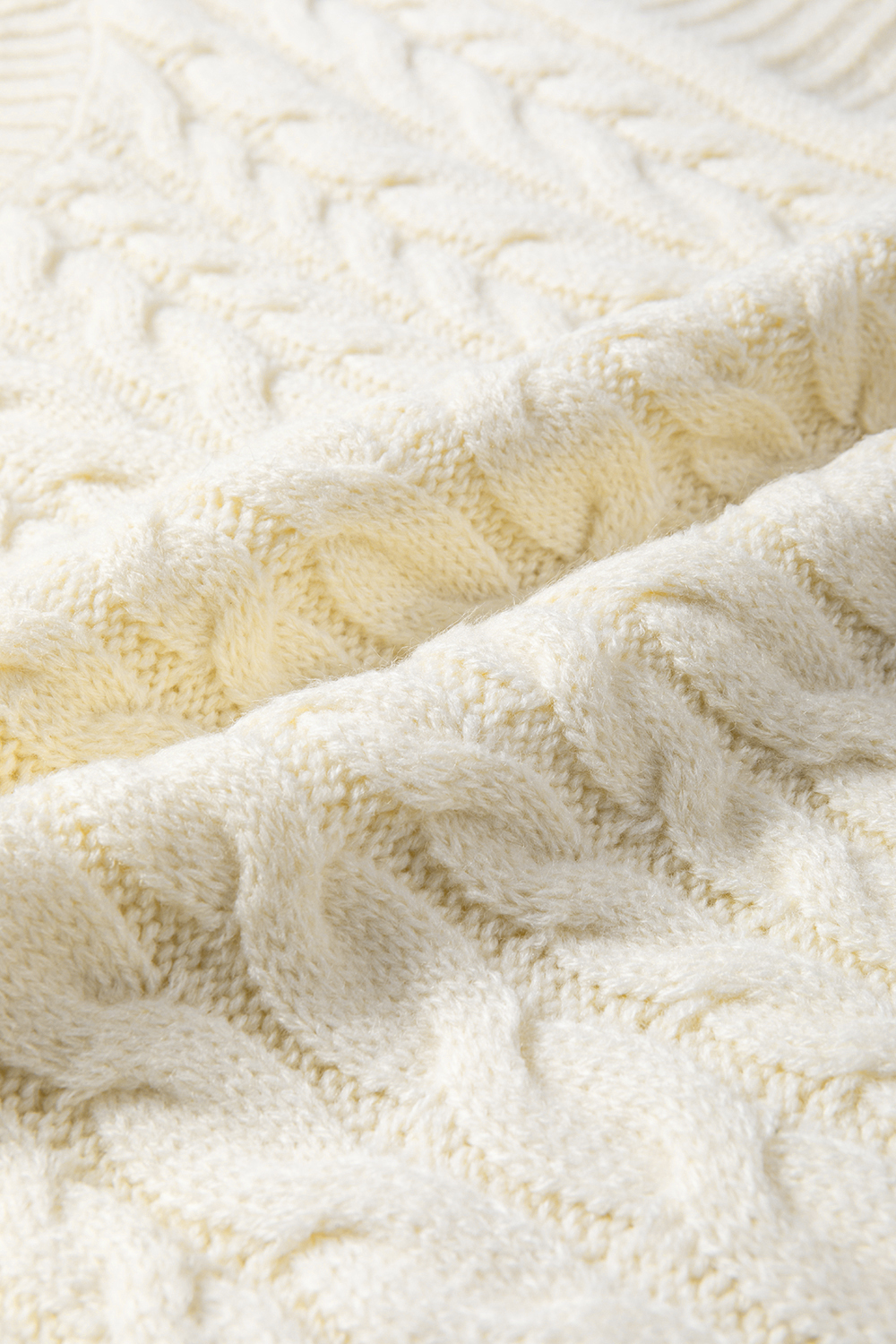 Women's High Neck Cable Knit Vest, Solid Oatmeal Layering - Detail View 18 Women's High Neck Cable Knit Vest, Solid Oatmeal Layering - Detail View 18