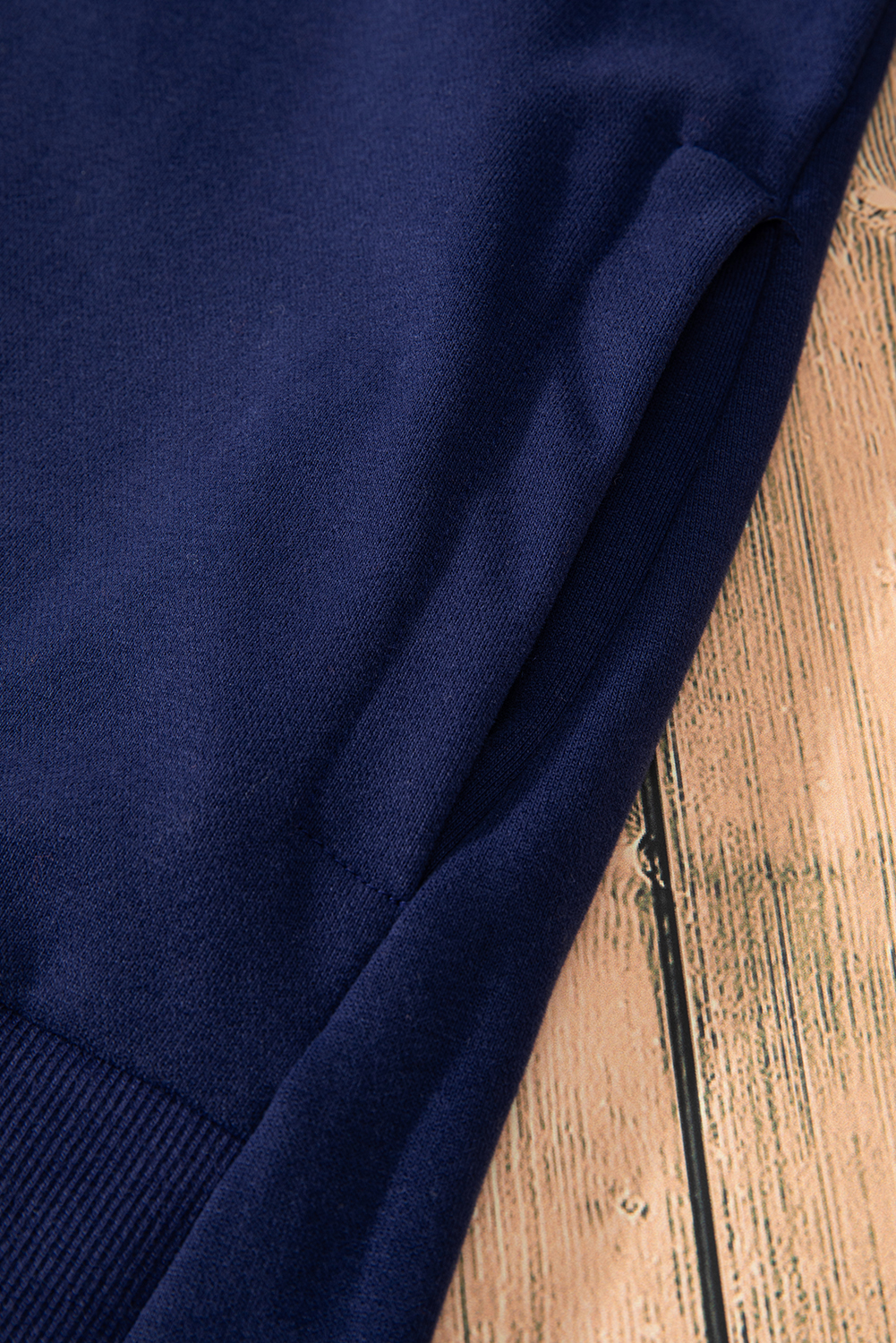 Women's Navy Blue Solid O Neck High Low Hem Pullover Sweatshirt - Casual and Comfortable - Detail View 25 Women's Navy Blue Solid O Neck High Low Hem Pullover Sweatshirt - Casual and Comfortable - Detail View 25