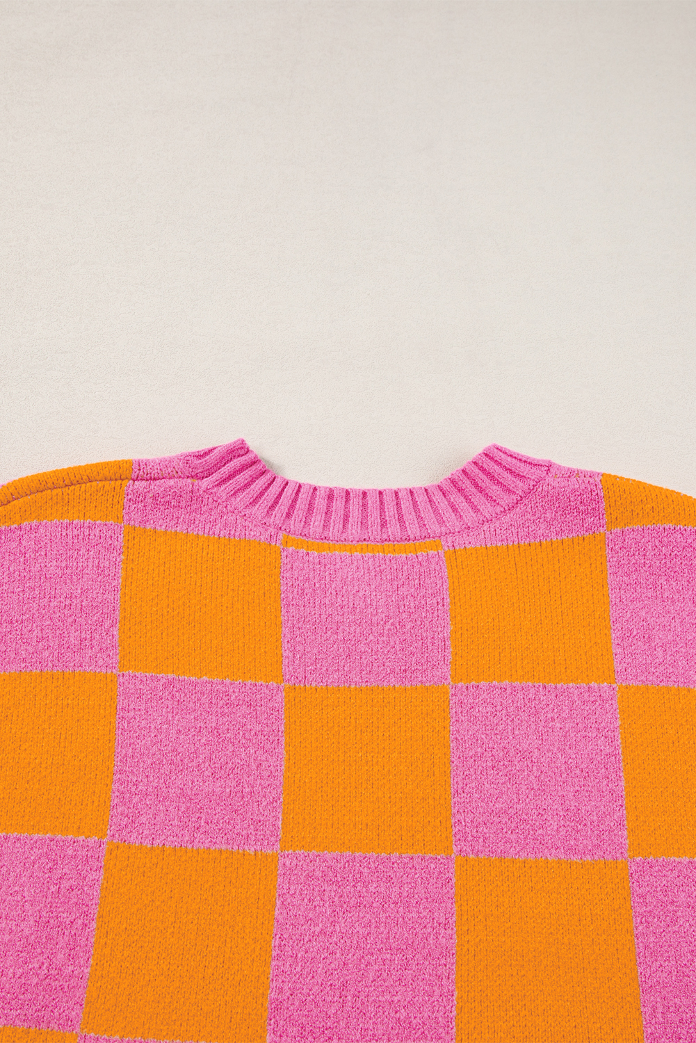 Women's Sweater, Strawberry Pink, Colorblock, Plaid Pattern, Ribbed Trim, Sleeveless, Summer Wear, Daily Wear, Casual Chic, Soft Material, Comfortable, Durable, Versatile - Detail View 10 Women's Sweater, Strawberry Pink, Colorblock, Plaid Pattern, Ribbed Trim, Sleeveless, Summer Wear, Daily Wear, Casual Chic, Soft Material, Comfortable, Durable, Versatile - Detail View 10