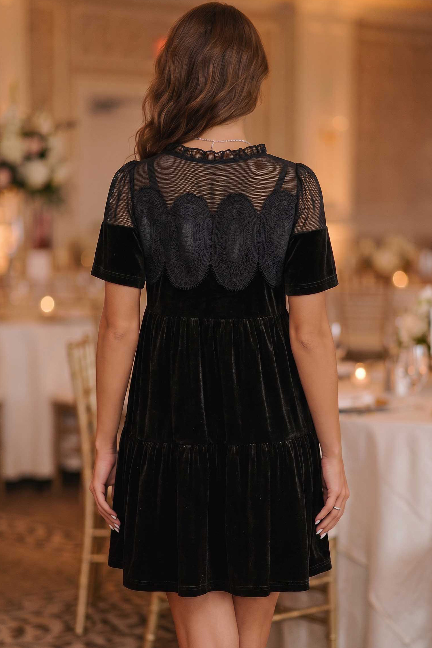 Black Velvet Shift Dress, Sophisticated Fall Autumn Mini - Detail View 3 Black Velvet Shift Dress, Sophisticated Fall Autumn Mini - Detail View 3