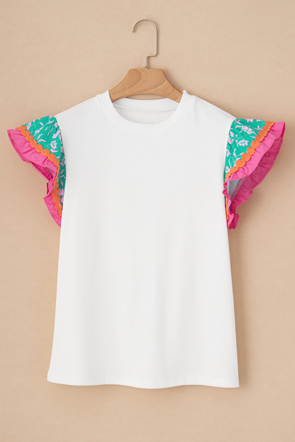 Summer Ruffle Sleeve Floral Top, Comfortable Daily Casual Fit - Detail View 9 Summer Ruffle Sleeve Floral Top, Comfortable Daily Casual Fit - Detail View 9