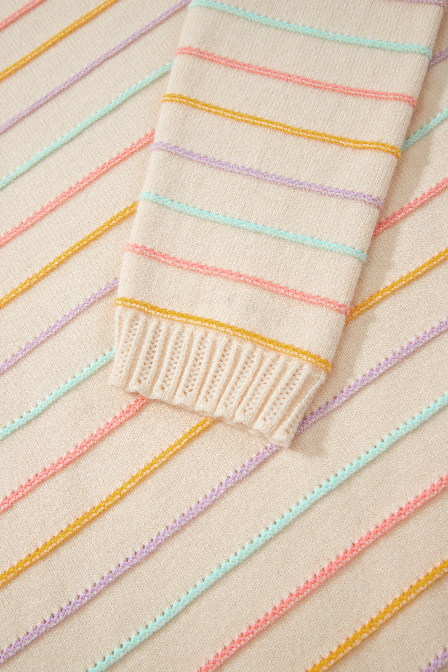 Soft Viscose Blend Striped Sweater, Daily Casual Knit - Detail View 12 Soft Viscose Blend Striped Sweater, Daily Casual Knit - Detail View 12