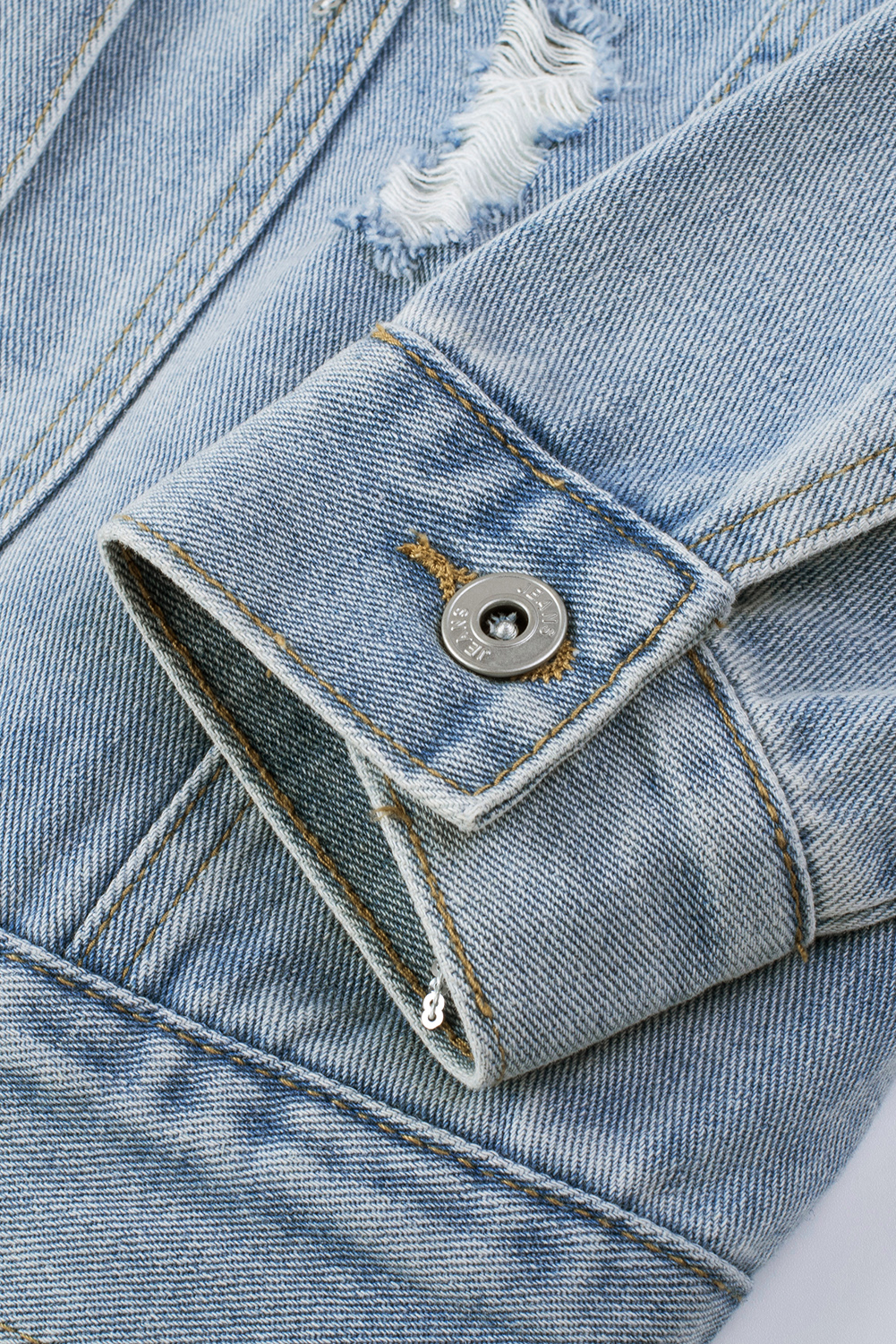 Trendy Embellished Denim Jacket, Distressed Fringe Fall Outerwear - Detail View 17 Trendy Embellished Denim Jacket, Distressed Fringe Fall Outerwear - Detail View 17
