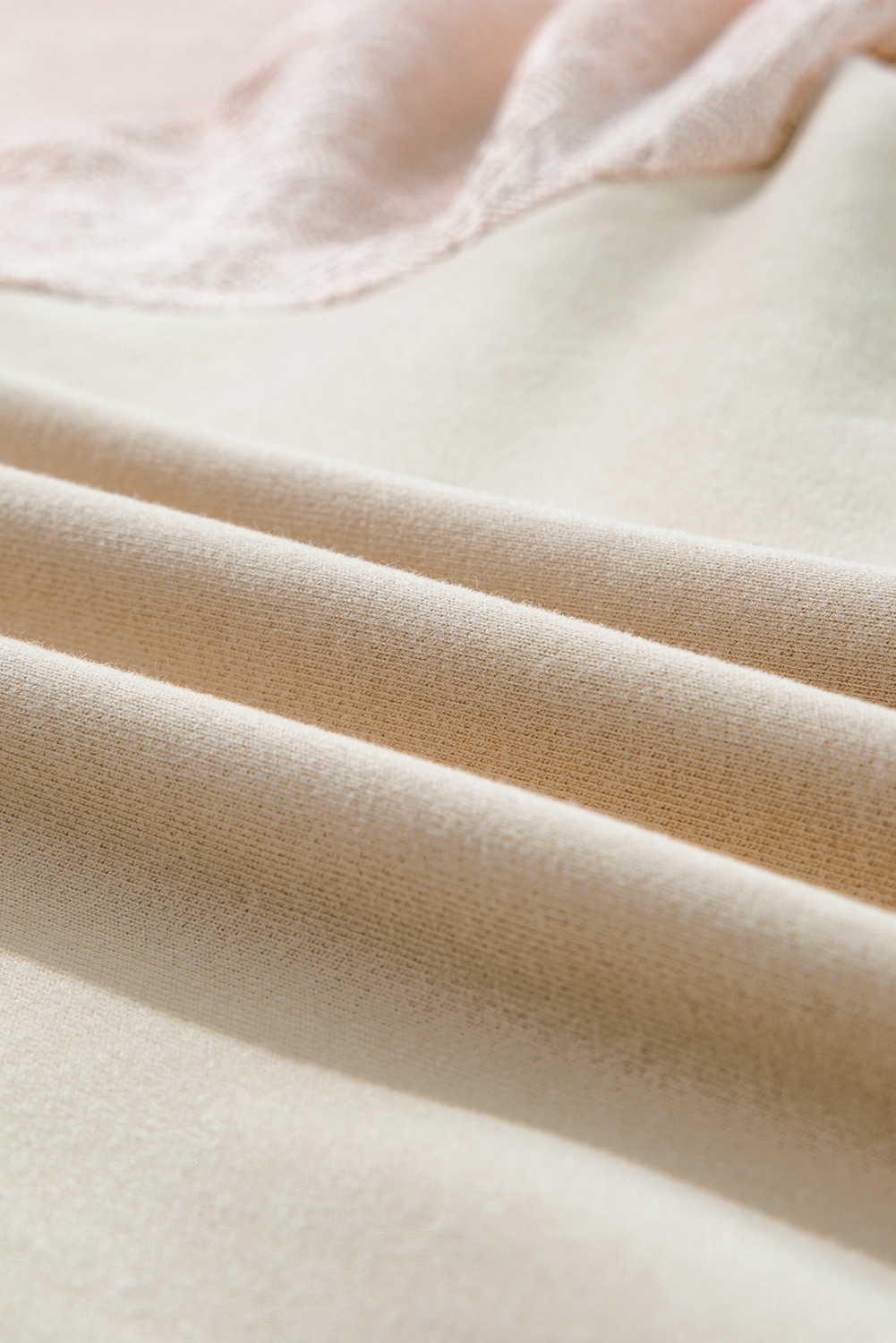 Stylish Long Sleeve Sweatshirt: Parchment with Crochet Detailing - Detail View 7 Stylish Long Sleeve Sweatshirt: Parchment with Crochet Detailing - Detail View 7
