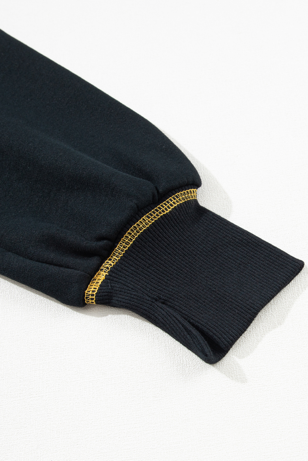 Casual Split Hem Sweatshirt, Black Long Sleeve Pullover - Detail View 11 Casual Split Hem Sweatshirt, Black Long Sleeve Pullover - Detail View 11