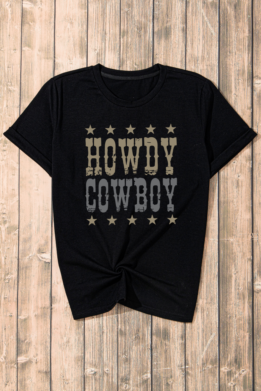 Casual Western Graphic Tee - Black HOWDY COWBOY Print - Detail View 7 Casual Western Graphic Tee - Black HOWDY COWBOY Print - Detail View 7