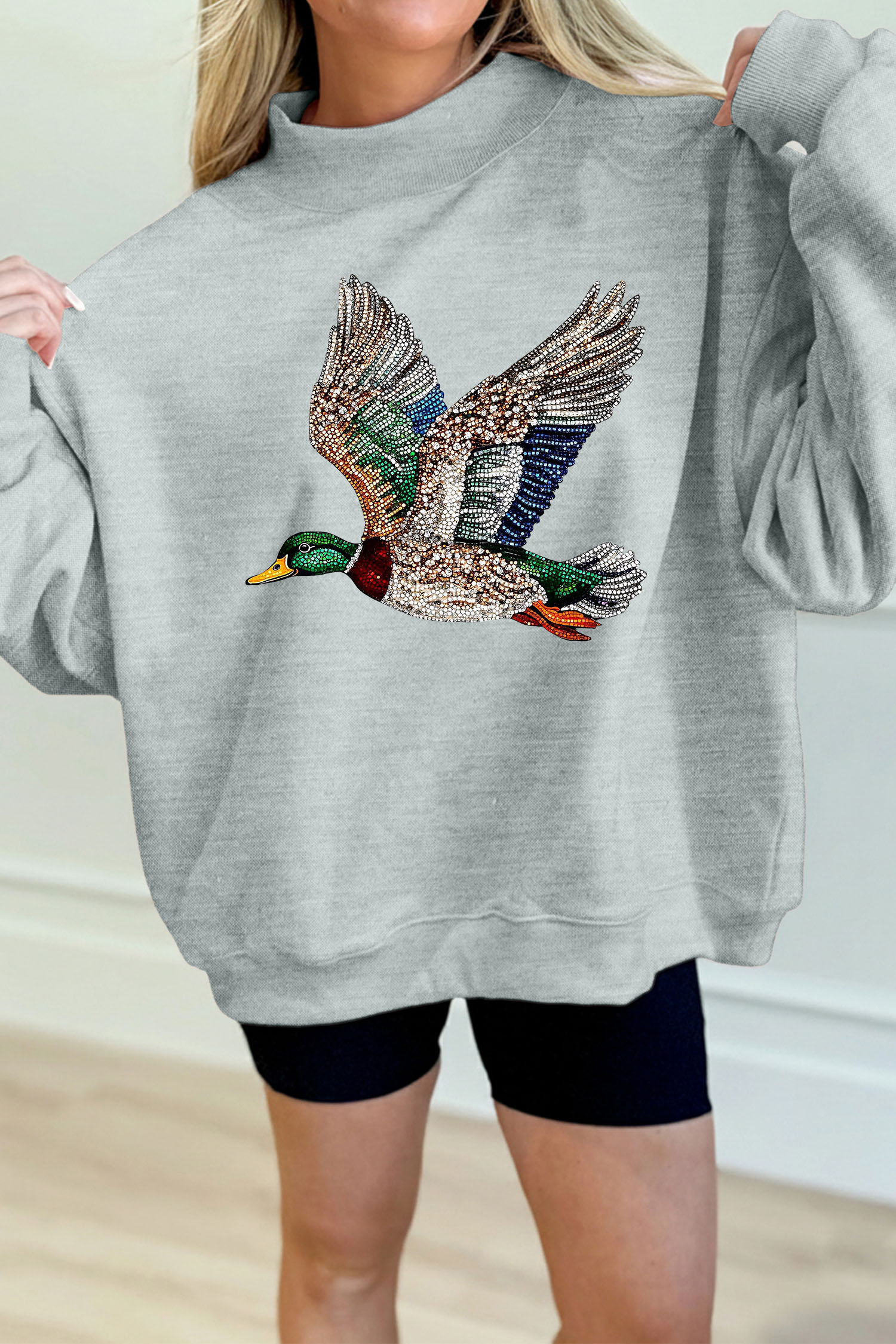 Casual Long Sleeve Pullover, Women's Western Mallard Graphic - Detail View 6 Casual Long Sleeve Pullover, Women's Western Mallard Graphic - Detail View 6