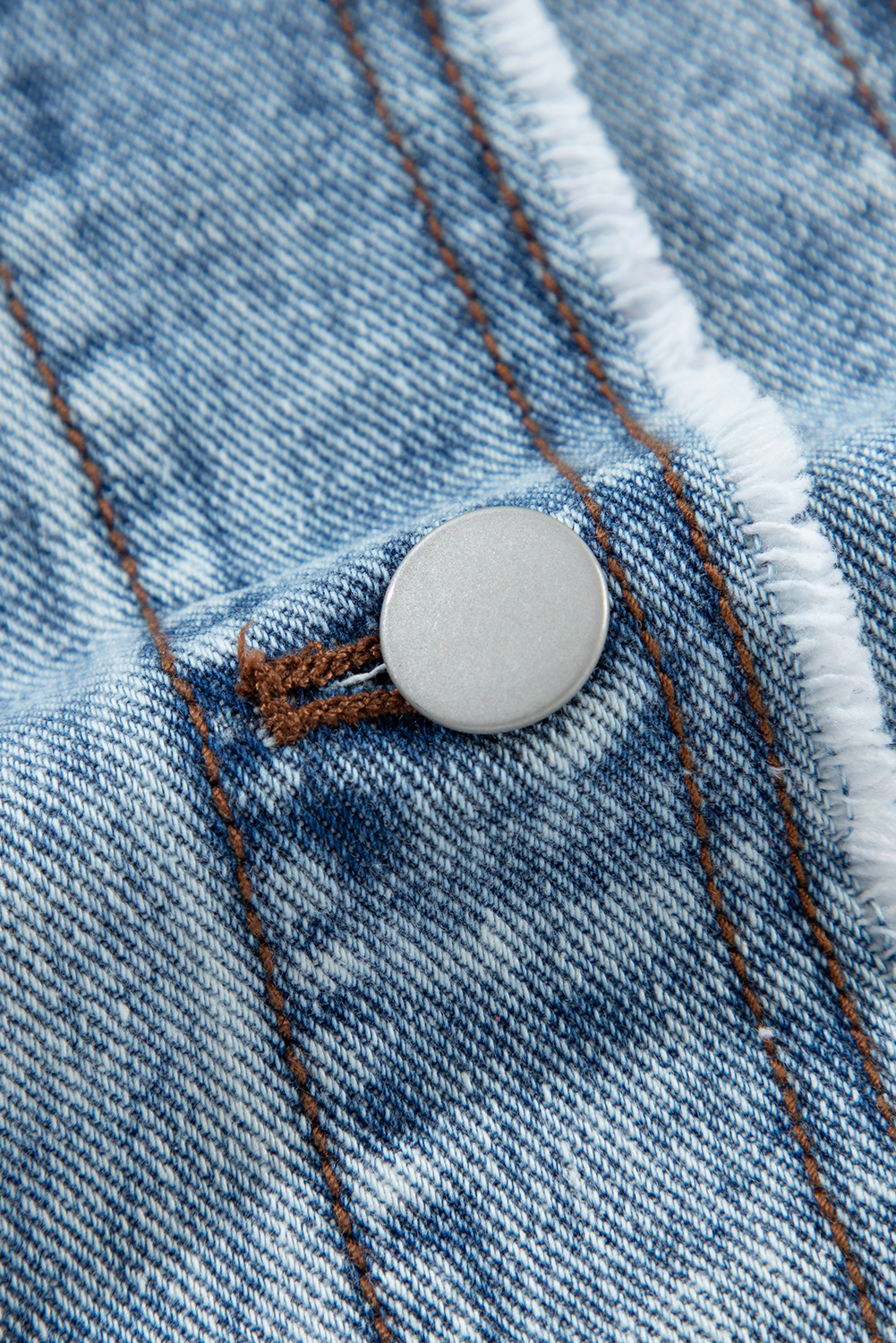 Casual Raw Hem Hooded Jacket - Distressed Details, Spring Style - Detail View 18 Casual Raw Hem Hooded Jacket - Distressed Details, Spring Style - Detail View 18