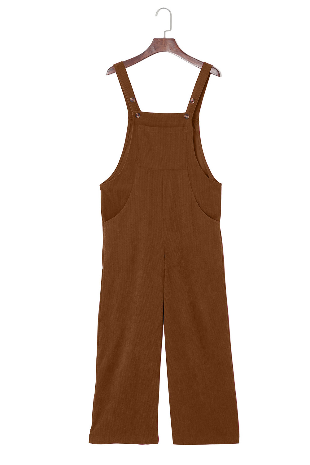 Solid Brown Bib Overalls, Trendy Wide Leg Autumn Jumpsuit - Detail View 8 Solid Brown Bib Overalls, Trendy Wide Leg Autumn Jumpsuit - Detail View 8