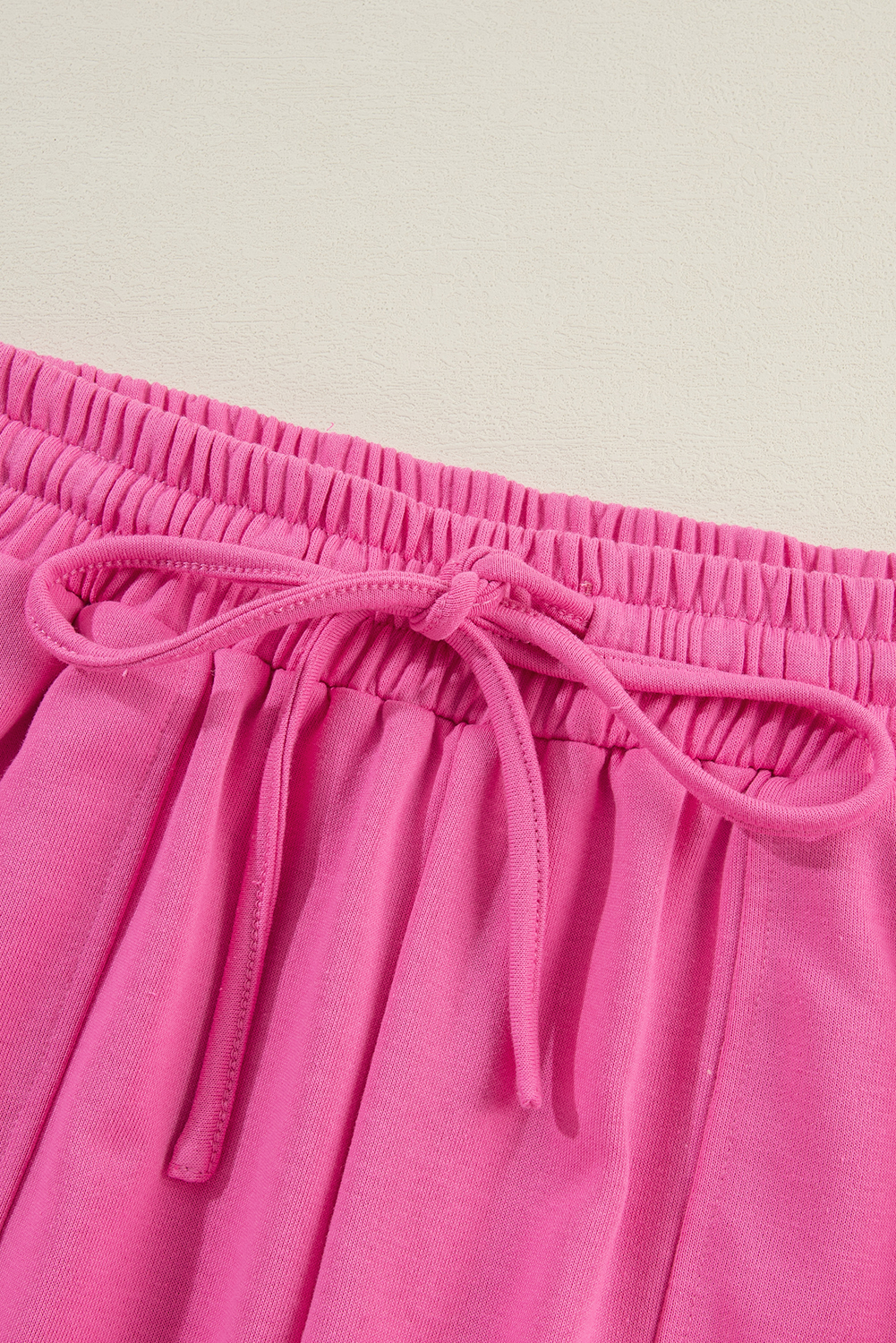 Coordinated Casual Wear: Round Neck Pullover and Wide-Leg Joggers in Bonbon Color - Detail View 8 Coordinated Casual Wear: Round Neck Pullover and Wide-Leg Joggers in Bonbon Color - Detail View 8