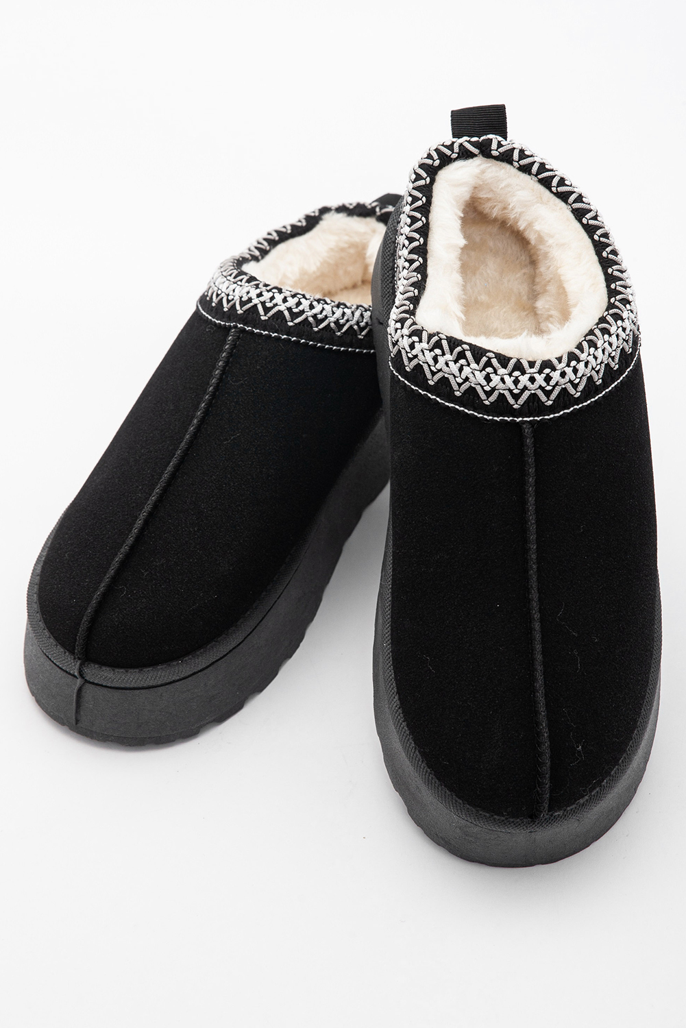Women's Snow Boots, Black Boots, Contrast Print, Suede, Plush Lined, Slip-On Style, Round Toe, Winter Footwear, Thermal Lining, Casual Style, Daily Wear, Aztec Print, Comfortable, Fashionable, Boots - Detail View 12 Women's Snow Boots, Black Boots, Contrast Print, Suede, Plush Lined, Slip-On Style, Round Toe, Winter Footwear, Thermal Lining, Casual Style, Daily Wear, Aztec Print, Comfortable, Fashionable, Boots - Detail View 12