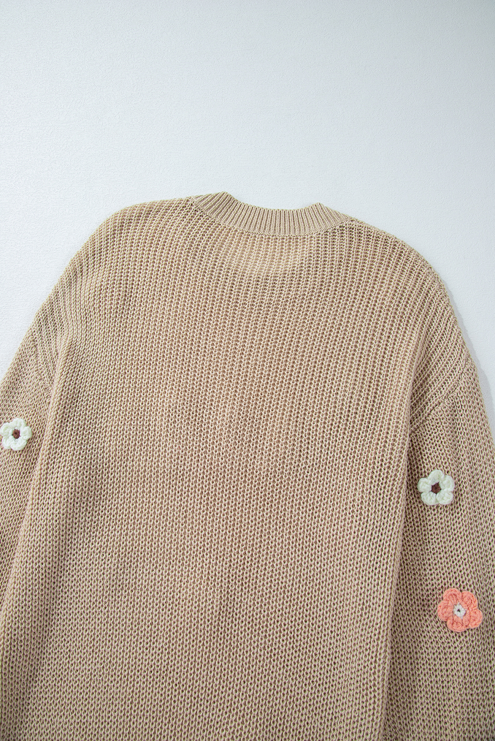 Cozy and Chic Loose Fit Sweater - Parchment Hello Floral Embroidered - Detail View 8 Cozy and Chic Loose Fit Sweater - Parchment Hello Floral Embroidered - Detail View 8