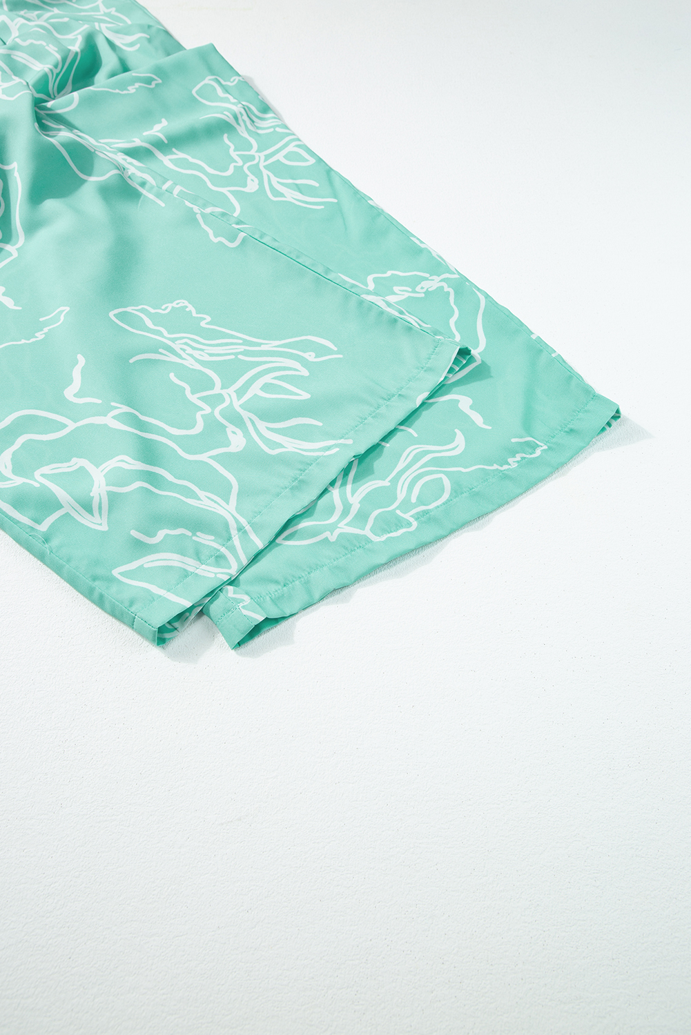 Moonlight Jade Floral Overalls, Relaxed Wide Leg Vacation Fit - Detail View 11 Moonlight Jade Floral Overalls, Relaxed Wide Leg Vacation Fit - Detail View 11