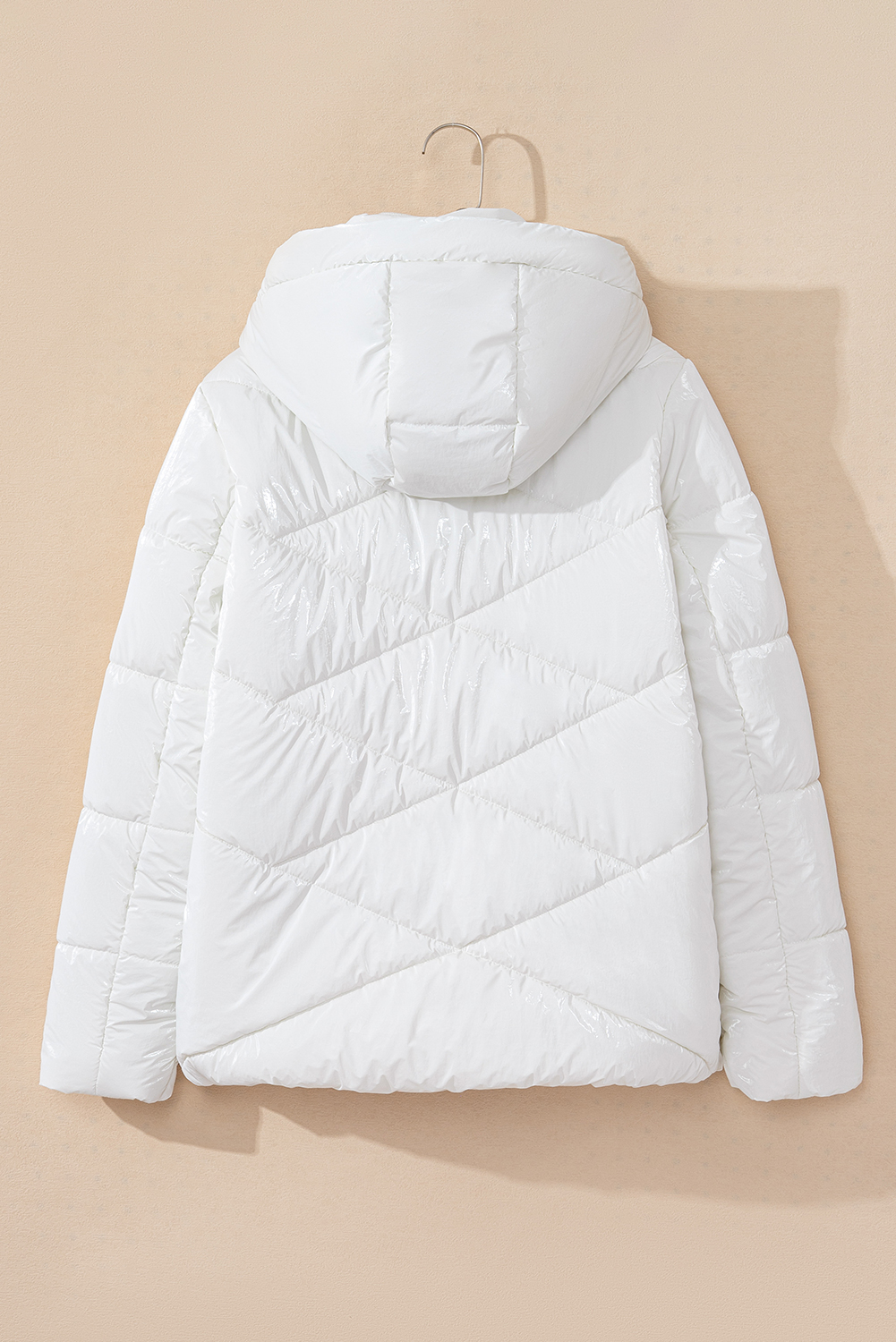 Women's Jacket, White Puffer, Quilted Design, Hooded, Zip Up, Winter Wear, Casual Style, Insulated, Long Sleeve, Lightweight, Adjustable Ventilation, Daily Wear, Outerwear, Best Sellers, 100% Polyamide - Detail View 8 Women's Jacket, White Puffer, Quilted Design, Hooded, Zip Up, Winter Wear, Casual Style, Insulated, Long Sleeve, Lightweight, Adjustable Ventilation, Daily Wear, Outerwear, Best Sellers, 100% Polyamide - Detail View 8