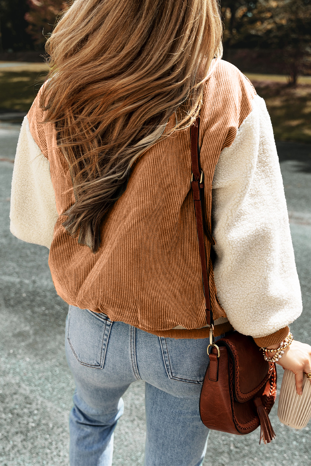 Casual Winter Jacket with Faux Shearling and Corduroy - Buckskin - Detail View 2 Casual Winter Jacket with Faux Shearling and Corduroy - Buckskin - Detail View 2