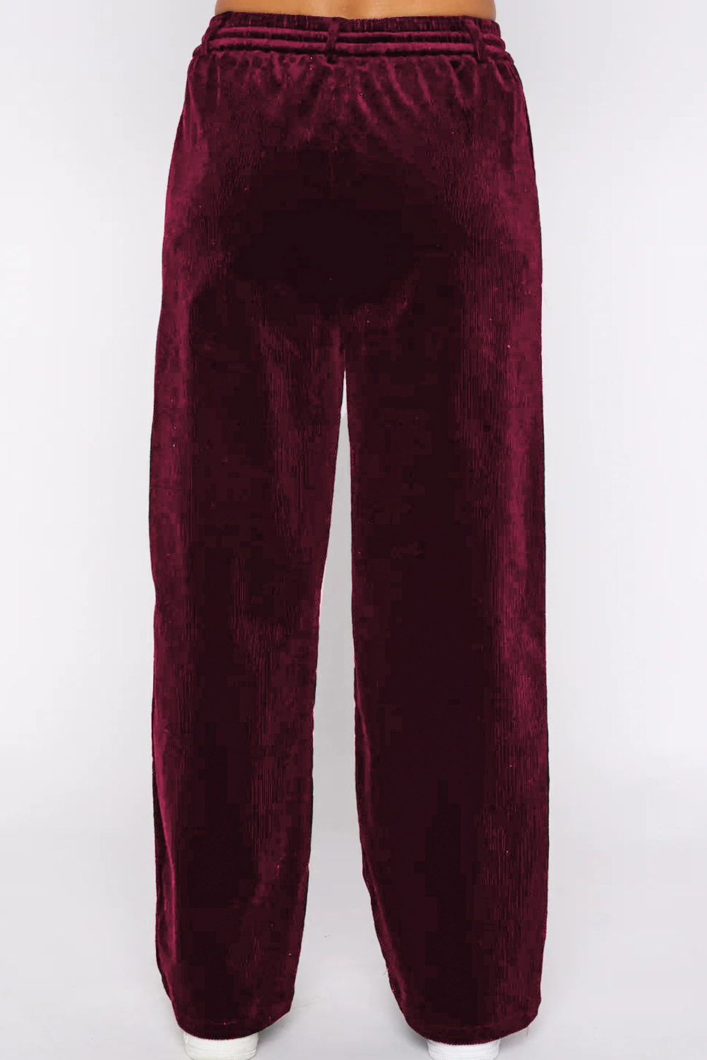 Stylish High Waist Wide Leg Pants - Burgundy Solid Color - Detail View 12 Stylish High Waist Wide Leg Pants - Burgundy Solid Color - Detail View 12
