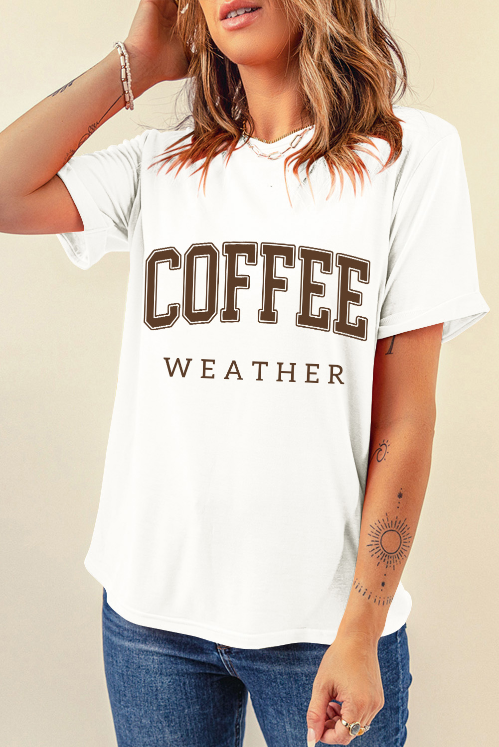 Trendy and Comfortable Women's Graphic Tee - COFFEE WEATHER Design - Detail View 6 Trendy and Comfortable Women's Graphic Tee - COFFEE WEATHER Design - Detail View 6