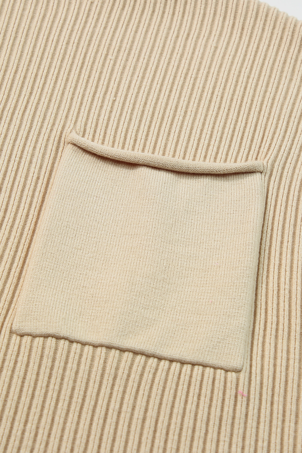 Oatmeal Ribbed Knit Top, Women's Short Sleeve Casual Sweater - Detail View 12 Oatmeal Ribbed Knit Top, Women's Short Sleeve Casual Sweater - Detail View 12