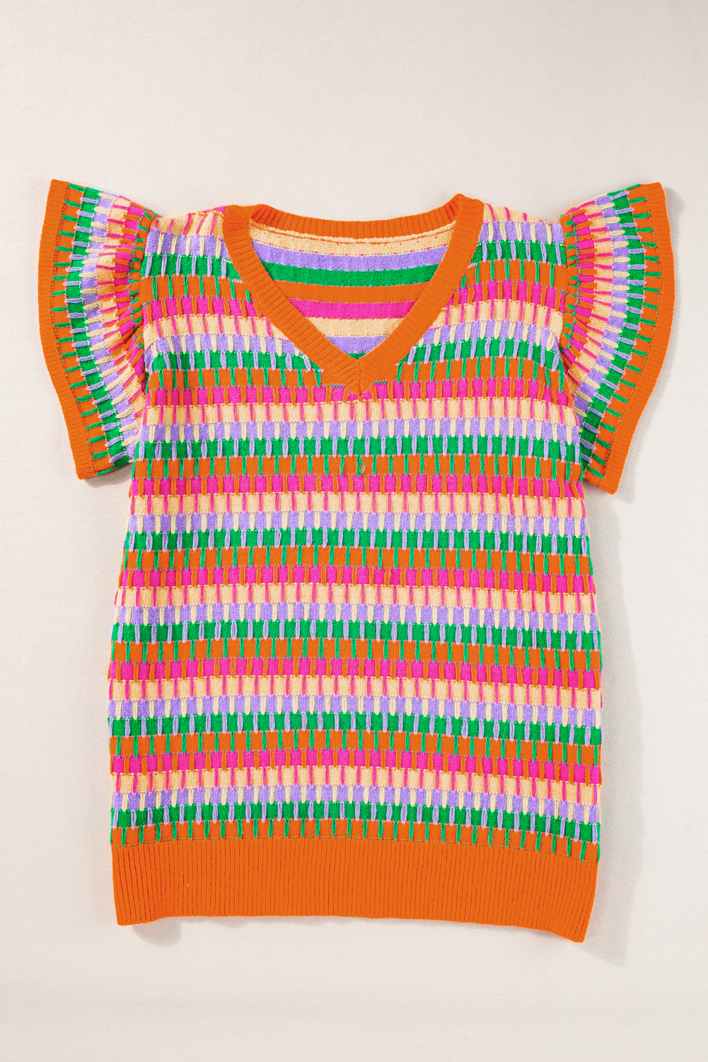 Versatile Women's Knitted Top with Ruffle Sleeves - Perfect for Daily Wear - Detail View 3 Versatile Women's Knitted Top with Ruffle Sleeves - Perfect for Daily Wear - Detail View 3
