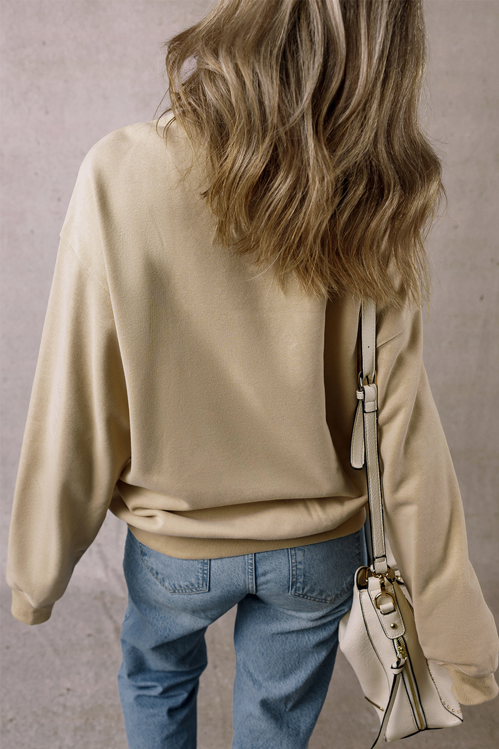 Thankful Embroidered Sweatshirt - Parchment Color, Perfect for Thanksgiving Day - Detail View 7 Thankful Embroidered Sweatshirt - Parchment Color, Perfect for Thanksgiving Day - Detail View 7