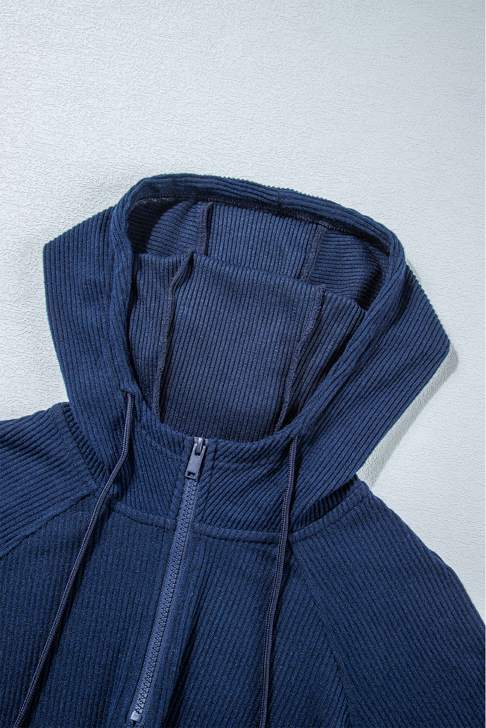 Women's Activewear Set, Navy Blue, Ribbed Knit, Cropped Hoodie, Drawstring Joggers, Coordinated Outfit, Trendy, Textured Look, Comfortable, Premium Fabric, Workout Wear, Casual Wear, Winter Season, Activewear Sets - Detail View 15 Women's Activewear Set, Navy Blue, Ribbed Knit, Cropped Hoodie, Drawstring Joggers, Coordinated Outfit, Trendy, Textured Look, Comfortable, Premium Fabric, Workout Wear, Casual Wear, Winter Season, Activewear Sets - Detail View 15